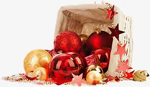 倾倒的圣诞节篮子海报背景免抠