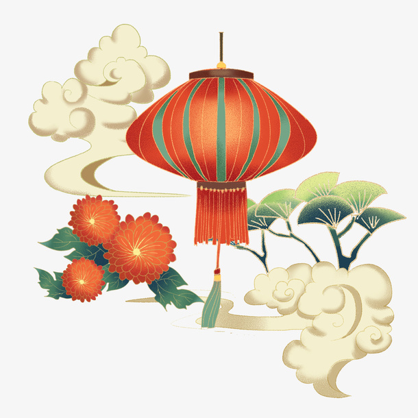 国朝红色灯笼免抠