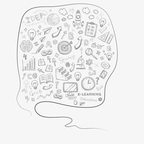 线性卡通矢量教育元素免抠