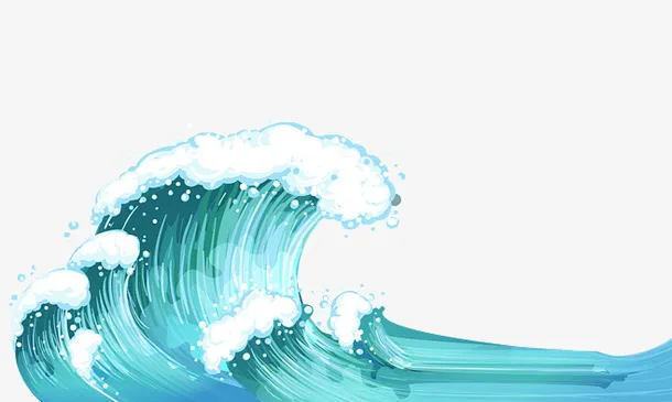 手绘海浪 卡通免抠