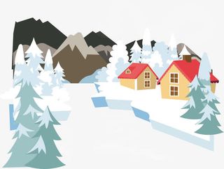 冰天雪地的圣诞小镇免抠