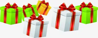 手绘绿色礼盒装饰免抠
