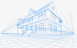 时尚线性房子模型设计免抠