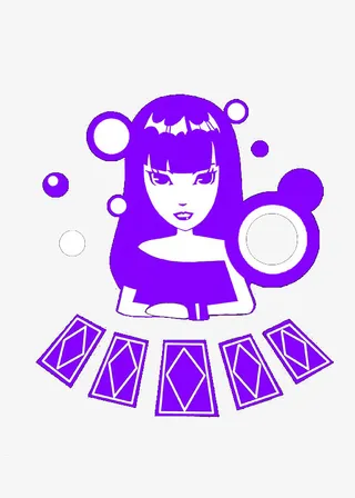 塔罗牌占卜女巫卡通手绘插图免抠