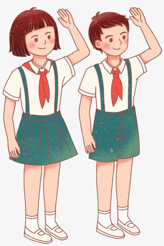 卡通手绘小学生免抠