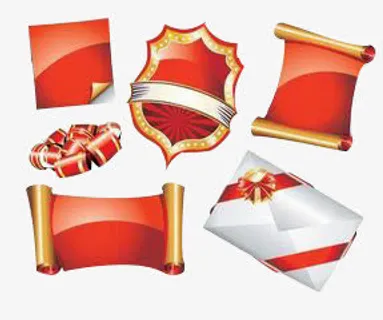 书卷彩带奖章图案免抠