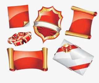 书卷彩带奖章图案免抠