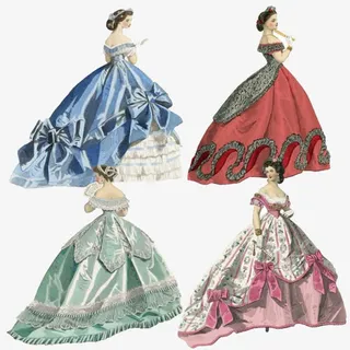 手绘欧式女子服装免抠