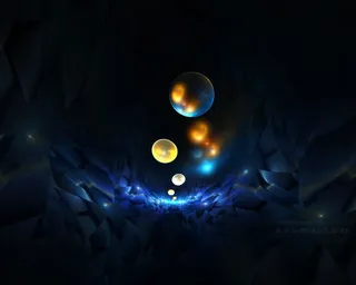 黑蓝色神秘黄色球体免抠