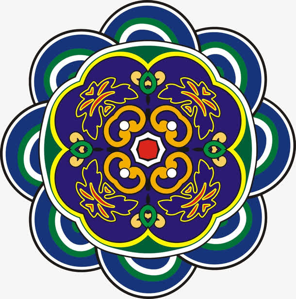 花瓣形唐卡素材免抠
