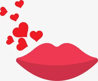 情人节爱心飞吻红唇免抠