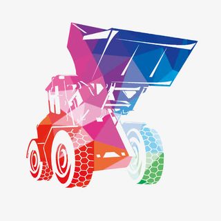 彩色挖土机免抠