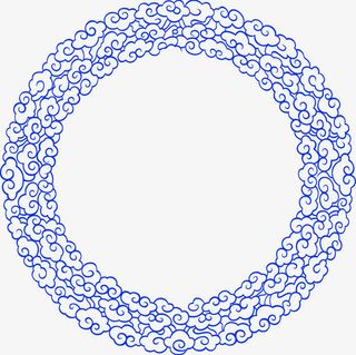蓝色线条云彩花纹免抠