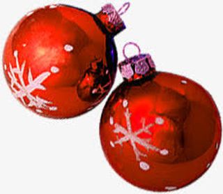 红色冬日雪花圆球免抠