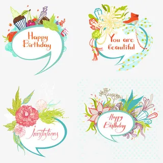 生日邀请矢量组免抠