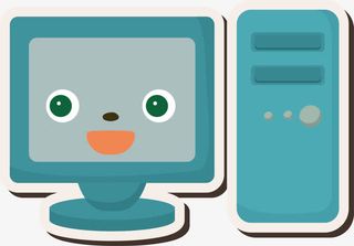 蓝色电脑矢量图免抠