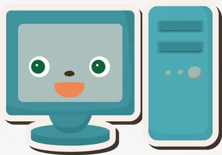 蓝色电脑矢量图免抠