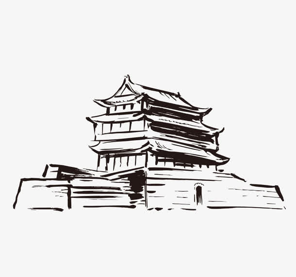 手绘建筑免抠