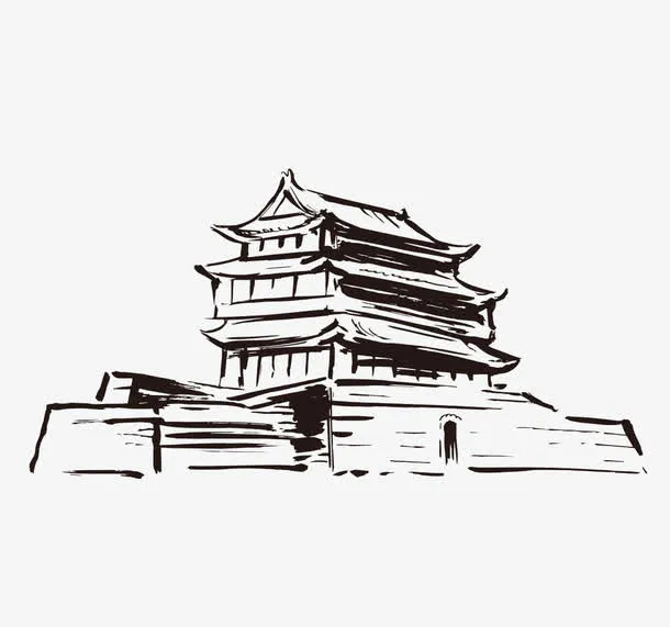 手绘建筑免抠