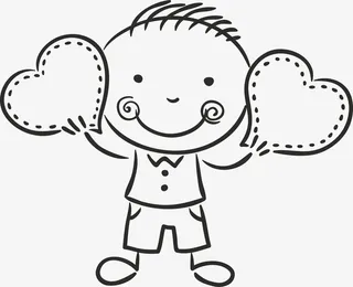 手绘拿着玩具的小男孩免抠