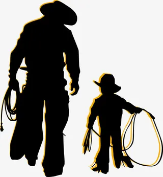 黑色父子剪影矢量免抠