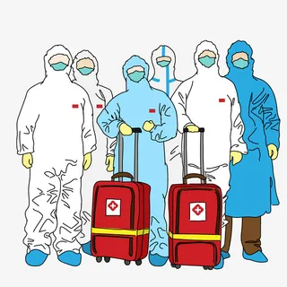 矢量等待出发医生合影免抠