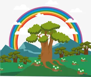 山谷里雨后彩虹免抠