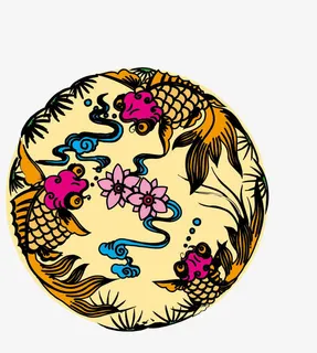 新年花纹陶瓷钵式矢量图免抠