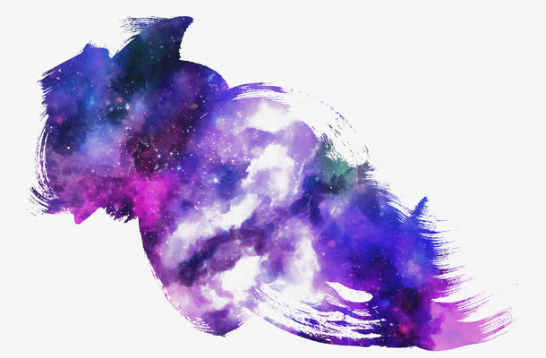 紫色创意水墨免抠
