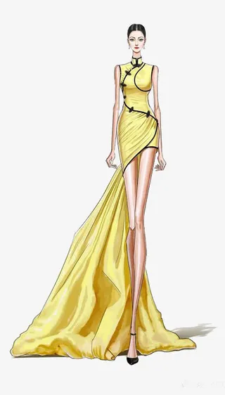 旗袍设计绘图免抠