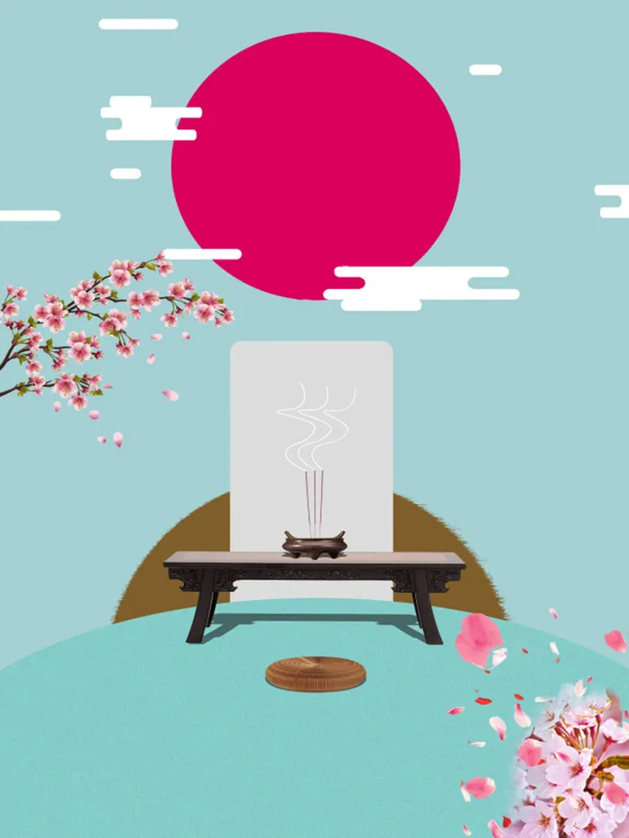 清明节红日中国风背景素材高清