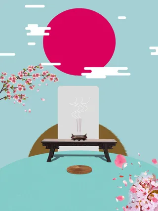 清明节红日中国风背景素材高清