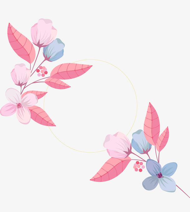 春暖花开手绘花朵免抠