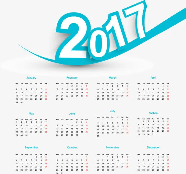 折纸2017日历免抠