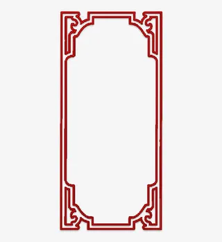 红色古代竖型花纹边框免抠