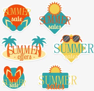 夏季促销标签设计免抠