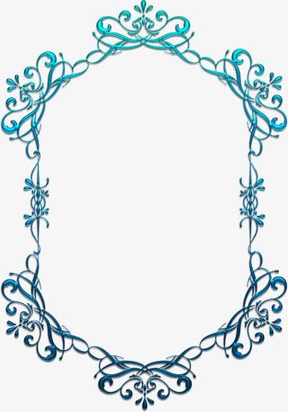 蓝色花纹欧式藤蔓毛笔字免抠