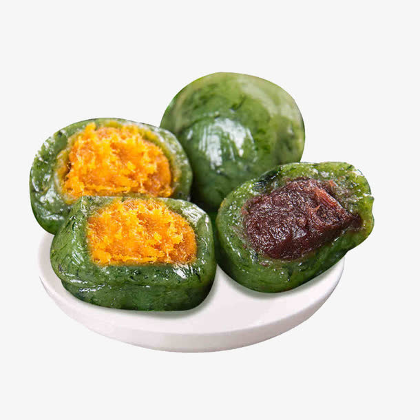 清明习俗红豆青团艾糍元素免抠