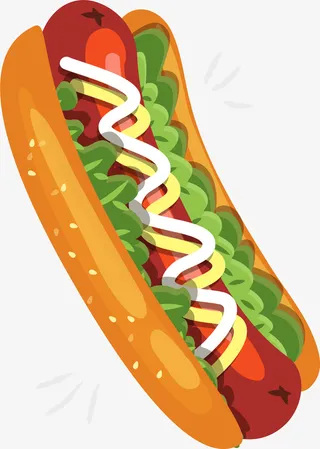 橙色立体美味热狗免抠