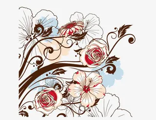 手绘花纹古典花纹底纹免抠