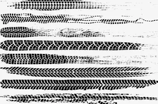 矢量黑色车轮印一组免抠