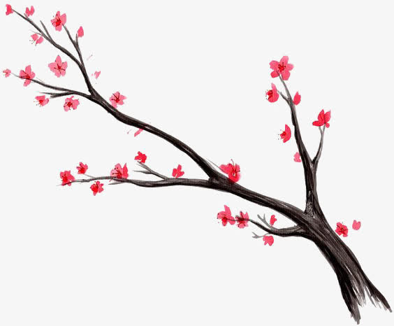 水墨桃花免抠