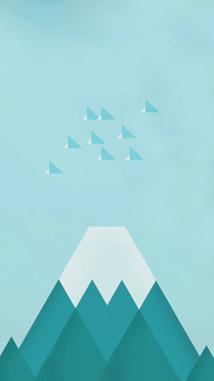 蓝色扁平抽象山峰背景图高清