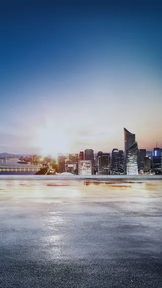 简约沿海城市手机端H5背景高清