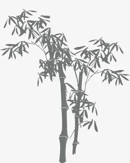 手绘黑色竹林装饰免抠