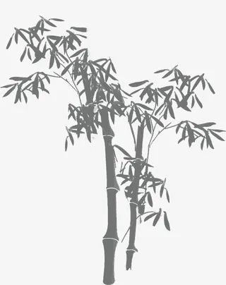 手绘黑色竹林装饰免抠