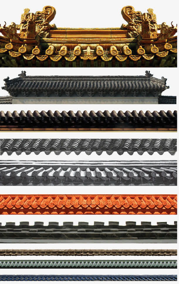 中式屋檐建筑装饰免抠素材免抠