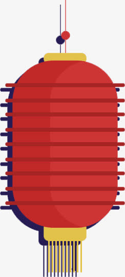 红色卡通艺术折纸灯笼免抠