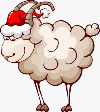 呆萌黄色绵羊免抠