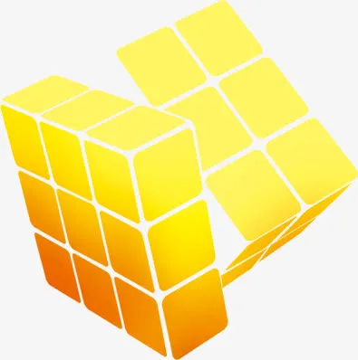 黄色卡通创意魔方免抠